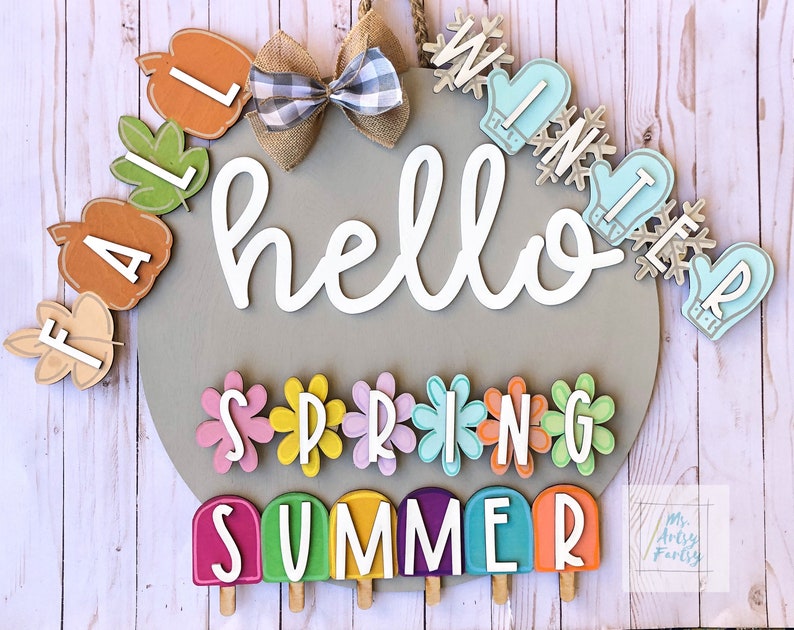 Seasonal Interchangeable Door Hanger Hello Door Sign Etsy