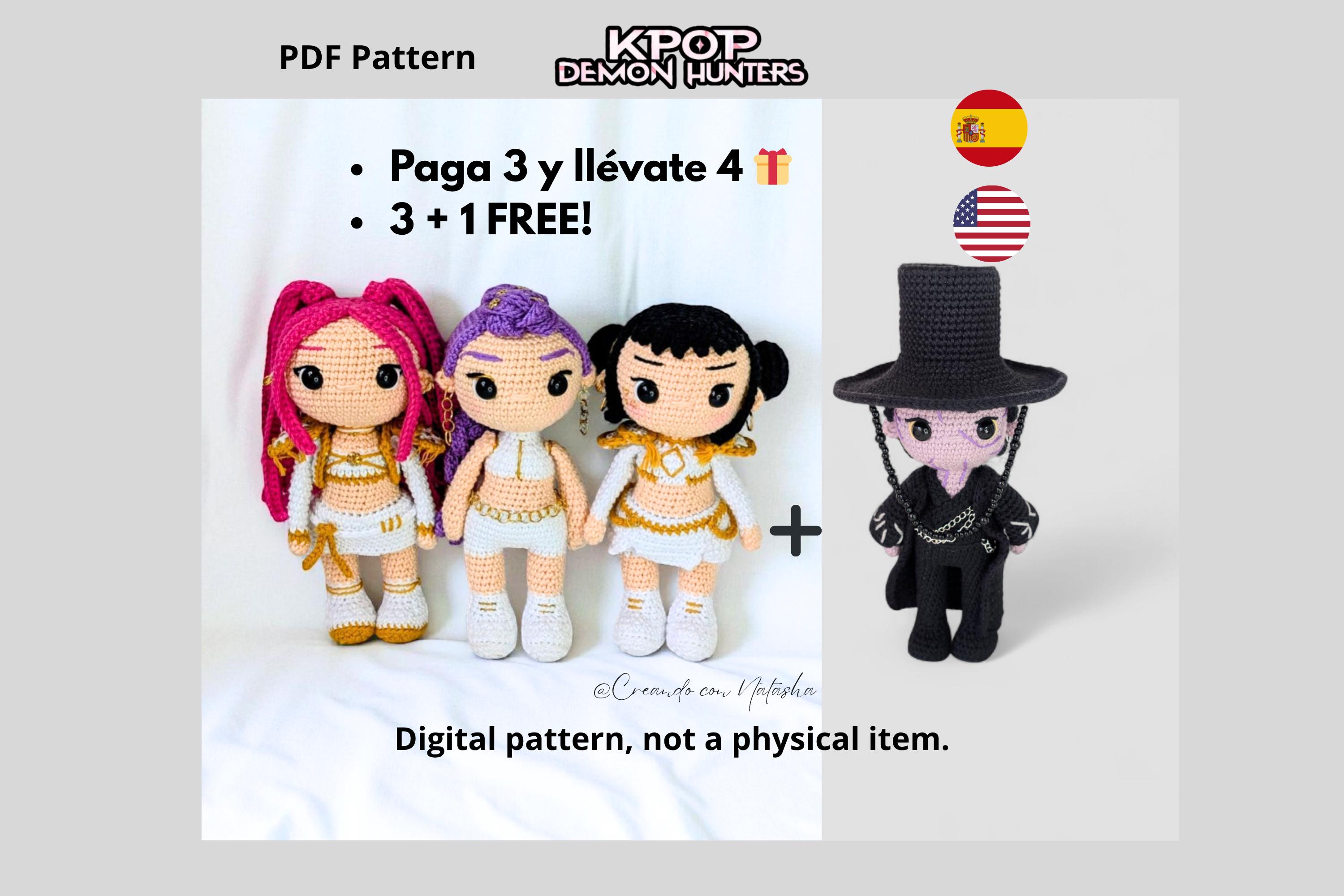 Crochet Pattern Bundle Kpop Demon Hunters Rumi, Zoey, Mira Chibi