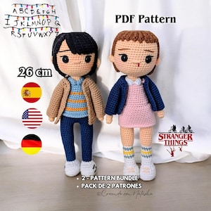 Crochet Pattern Bundle – Eleven & Mike Amigurumi Dolls | PDF Digital Download | Inspired by Stranger Things