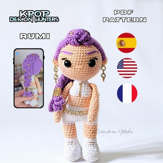 Rumi Crochet Pattern – Kpop Demon Hunter Amigurumi PDF Digital