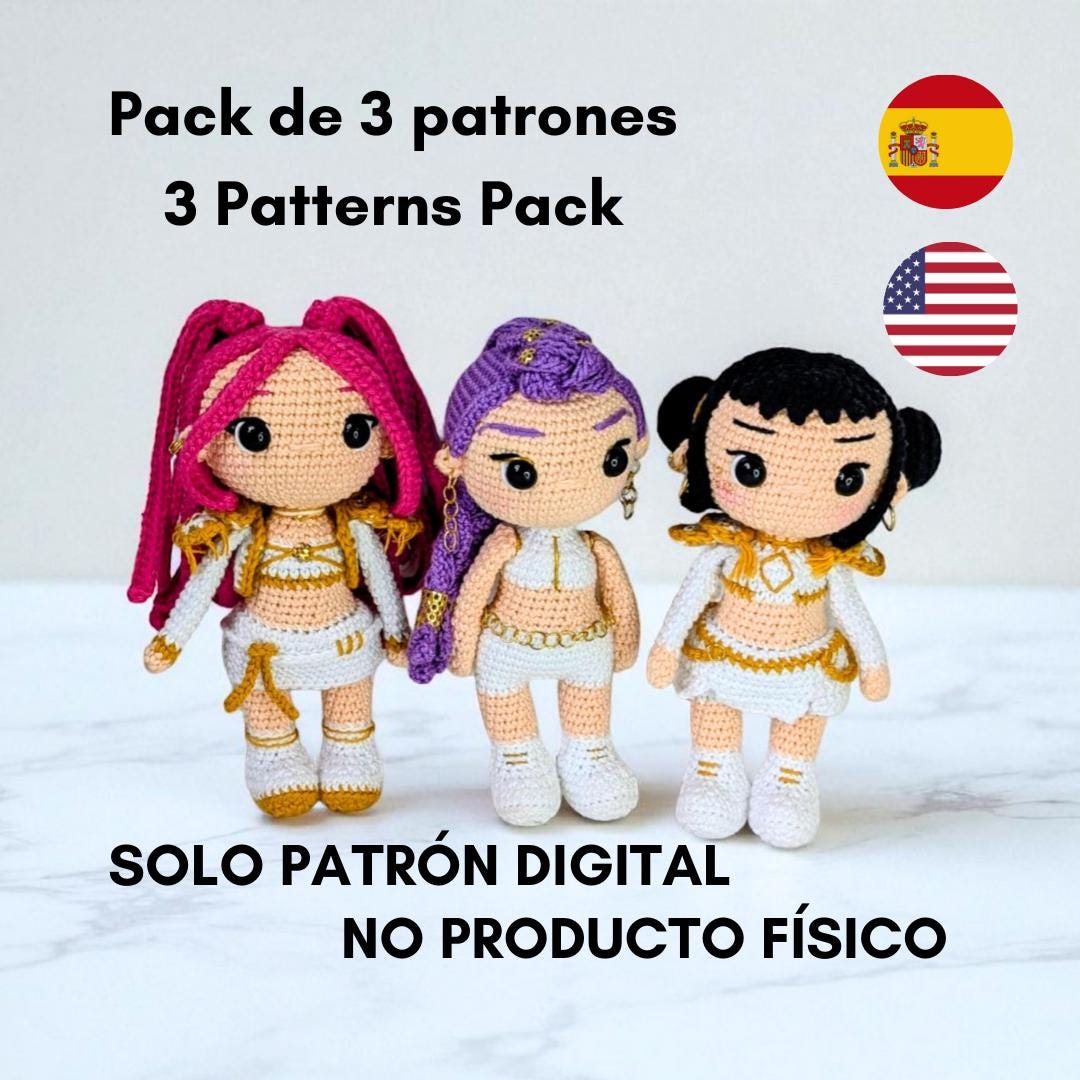 Crochet Pattern Bundle Kpop Demon Hunters Rumi, Zoey, Mira Chibi