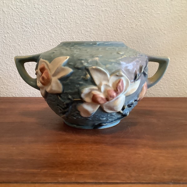 Blue Roseville Pot 4464 Magnolia Jardiniere
