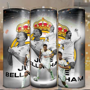 Jude Bellingham Tumbler Wrap PNG – Real Madrid Soccer Cup Design – 20oz Skinny Sublimation