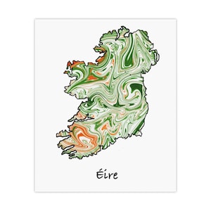 Póster de mapa de Irlanda Éire, bandera irlandesa, diseño en espiral, impresión artística moderna para pared irlandesa