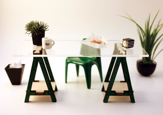 Miniature Ikea Inspired Vika Desk Kit For 1 12 Scale Modern Etsy