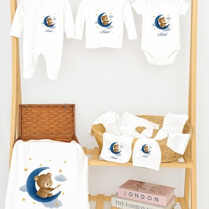 Personalized Baby Outfit: 10-Piece Newborn Gift Set - Teddy Bear Design