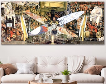Man at the Crossroads by Diego Rivera, Controller of the Universe Painting Print, Large Wall Decor