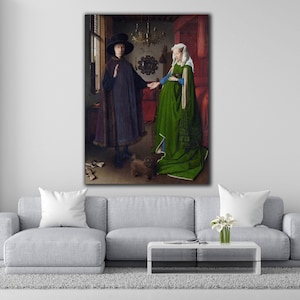 Arnolfini Portrait Canvas Wall Art, Renaissance Art Elegance: Jan van Eyck&#39;s Arnolfini Portrait Canvas, The Arnolfini Wedding Print