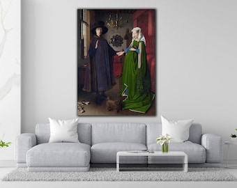 Arnolfini Portrait Canvas Wall Art, Elegancia del arte renacentista: Lienzo de retrato Arnolfini de Jan van Eyck, La impresión de boda de Arnolfini