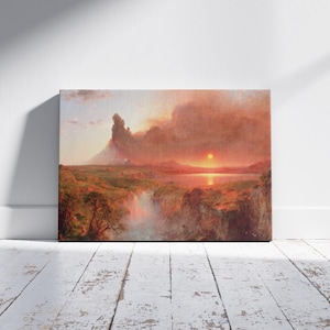 Cotopaxi by Frederic Edwin Church Wall Art, Edwin Church Ready to Hang Canvas, Sunset Shown from the Active Volcano, Home Decor Idea