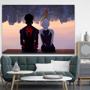 Spider-Man Canvas Wall Art, Swing into Action with Spider-Man: Across The Spider-Verse Canvas Art, Spider-Man and Gwen Stacy Print Poster image 4