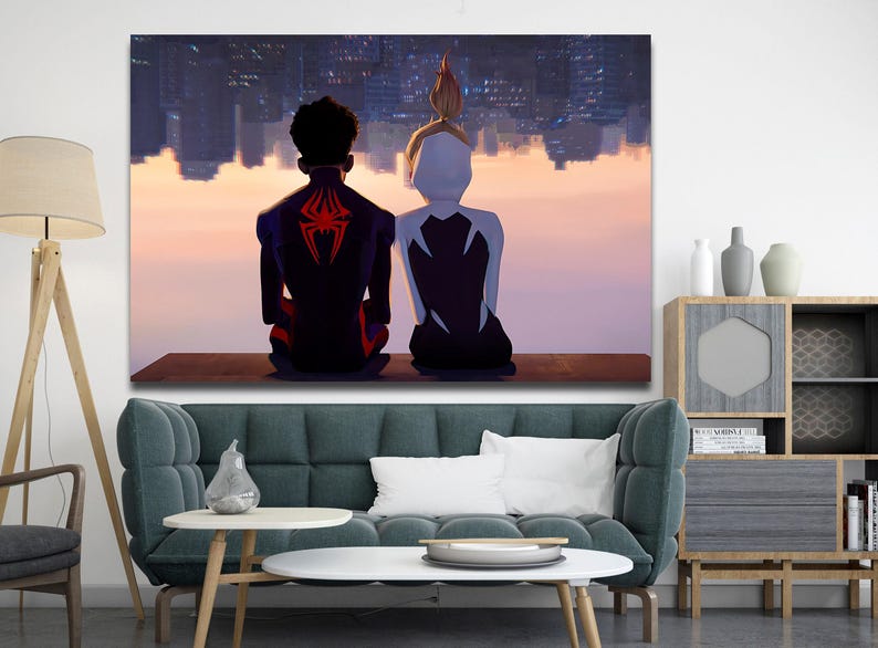 Spider-Man Canvas Wall Art, Swing into Action with Spider-Man: Across The Spider-Verse Canvas Art, Spider-Man and Gwen Stacy Print Poster image 4