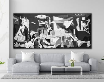 Picasso's Guernica Canvas Wall Art, Anti-war Elegance Canvas Print, Cubist Masterpiece: Pablo Picasso's Guernica Print Poster