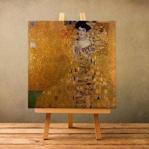Gustav Klimt Wall Art, Portrait of Adele Bloch-Bauer I Ready to Hang Canvas, The Lady in Gold Print, Figurative Wall Decor Idea