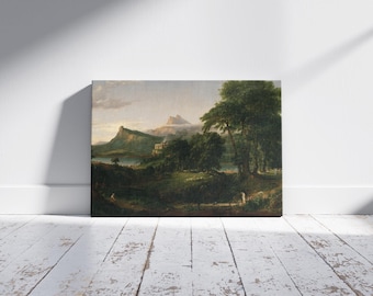 The Arcadian or Pastoral State by Thomas Cole Wall Art, The Course of Empire Series on Canvas,  Ancient Rome Ready to Hang Canvas, Gift Art