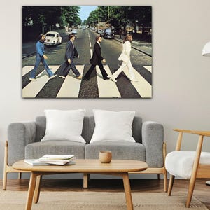 The Beatles Canvas Wall Art, Iconic Walk: The Beatles Abbey Road Canvas Artwork, Timeless Moments of The Beatles Canvas Print Poster
