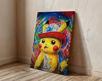 Pikachu Banksy Style Wall Art, Graffiti Style Pikachu Poster, Ready to Hang Canvas, Home Decor Idea, Gift for Pikachu Fans, Pikachu Poster