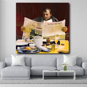Napoleon&#39;s Morning Canvas Wall Art, Iconic Napoleon Art: The Wall Street Journal Breakfast Scene, Exclusive Napoleon Breakfast Canvas Print