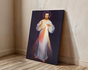 Divine Mercy Wall Art, Jesus Christ Ready to Hang Canvas, Eugeniusz Kazimirowski Artwork Canvas, Christmas Gift, Home and Wall Decor Idea