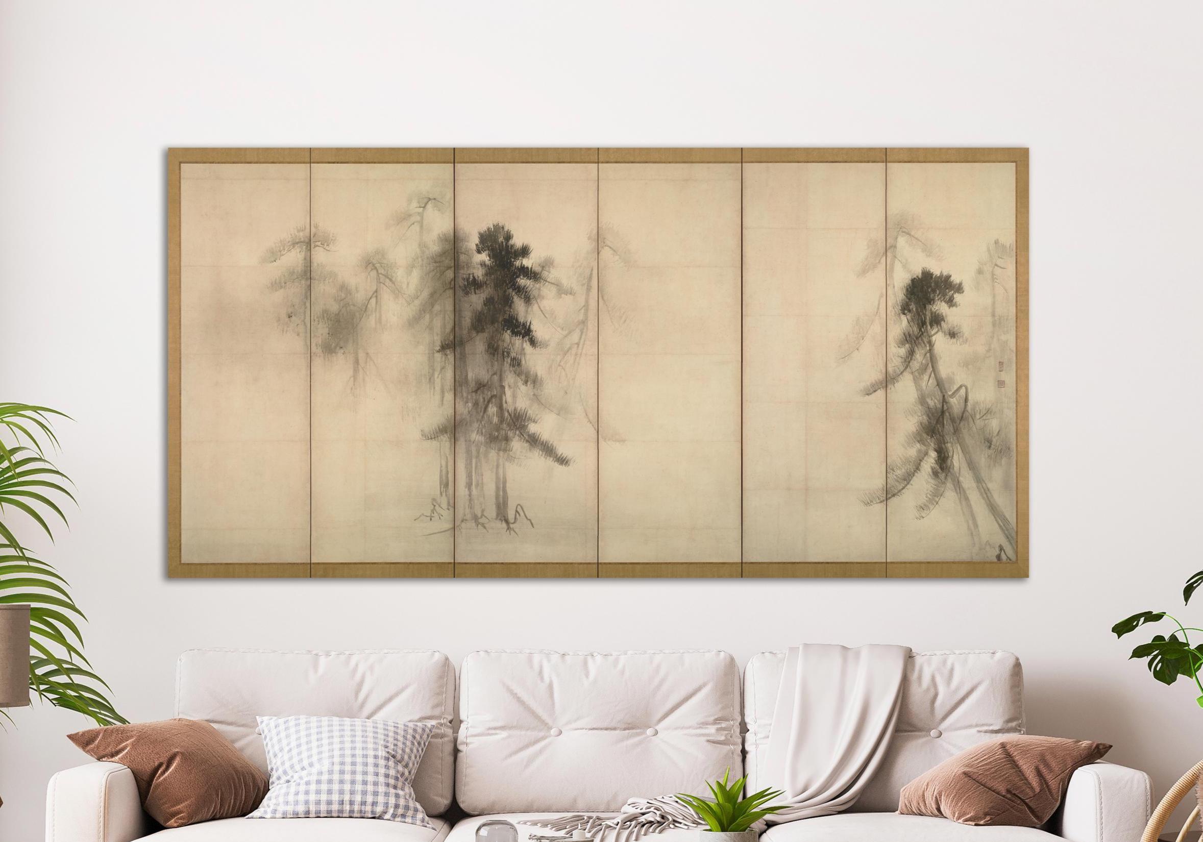 The Pine Trees Screen Print, Japanese Wall Art, Hasegawa Tōhaku