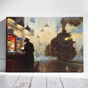 Night Train by Lionel Walden Wall Art, Fine Art Print, Night Train Painting for Room Decor, Ready to Hang Canvas Printing