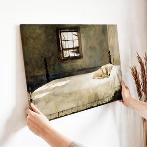 Master Bedroom by Andrew Wyeth, Fine Art Print, Dog Sleeping on a Bed Poster, Master Bedroom Print, Museum Quality Canvas, Vintage Poster image 5
