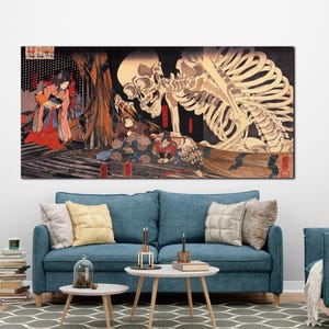 Japanese Wall Art, Supernatural Intrigue: Takiyasha the Witch and the Skeleton Spectre Canvas Wall Art by Utagawa Kuniyoshi