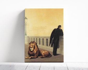Rene Magritte Homesickness Wall Art, Surrealist Art Ready to Hang Canvas, Rene Magritte Artwork Print, Wall Decor Idea