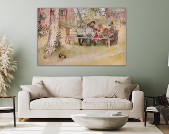 Breakfast Under the Big Birch Wall Art, Carl Larsson Artwork Poster, Frukost under stora björken av Carl Larsson 1896, Swedish Painter Art