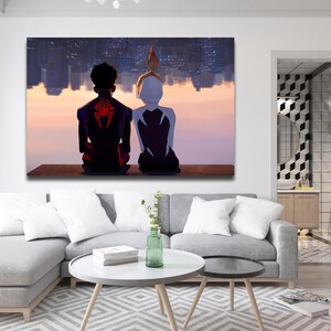 Spider-Man Canvas Wall Art, Swing into Action with Spider-Man: Across The Spider-Verse Canvas Art, Spider-Man and Gwen Stacy Print Poster image 3