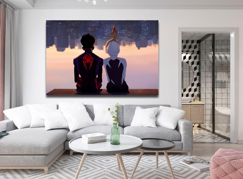 Spider-Man Canvas Wall Art, Swing into Action with Spider-Man: Across The Spider-Verse Canvas Art, Spider-Man and Gwen Stacy Print Poster image 3