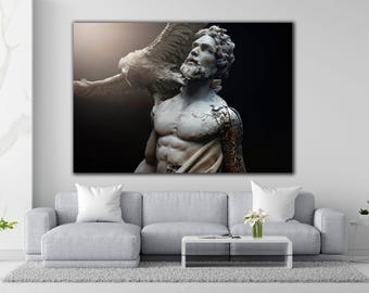 Prometheus Poster, The Tale of Prometheus and His Loyal Eagle Wall Art, A Mythological Artwork, Prometheus; The Fire Bringer Print Poster