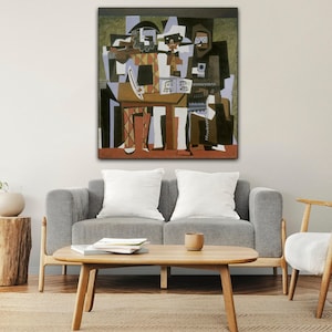 Three Musicians Wall Art, Melodic Expression: Elevate Your Space with Picasso&#39;s &#39;Three Musicians&#39; Canvas Artwork, Pablo Picasso Wall Art