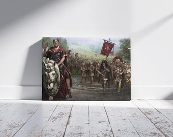 Julius Caesar & His Army Canvas Wall Art, Roman Empire Poster, Power of Ancient Rome, Caesar and His Legions Poster, Julius Caesar Poster