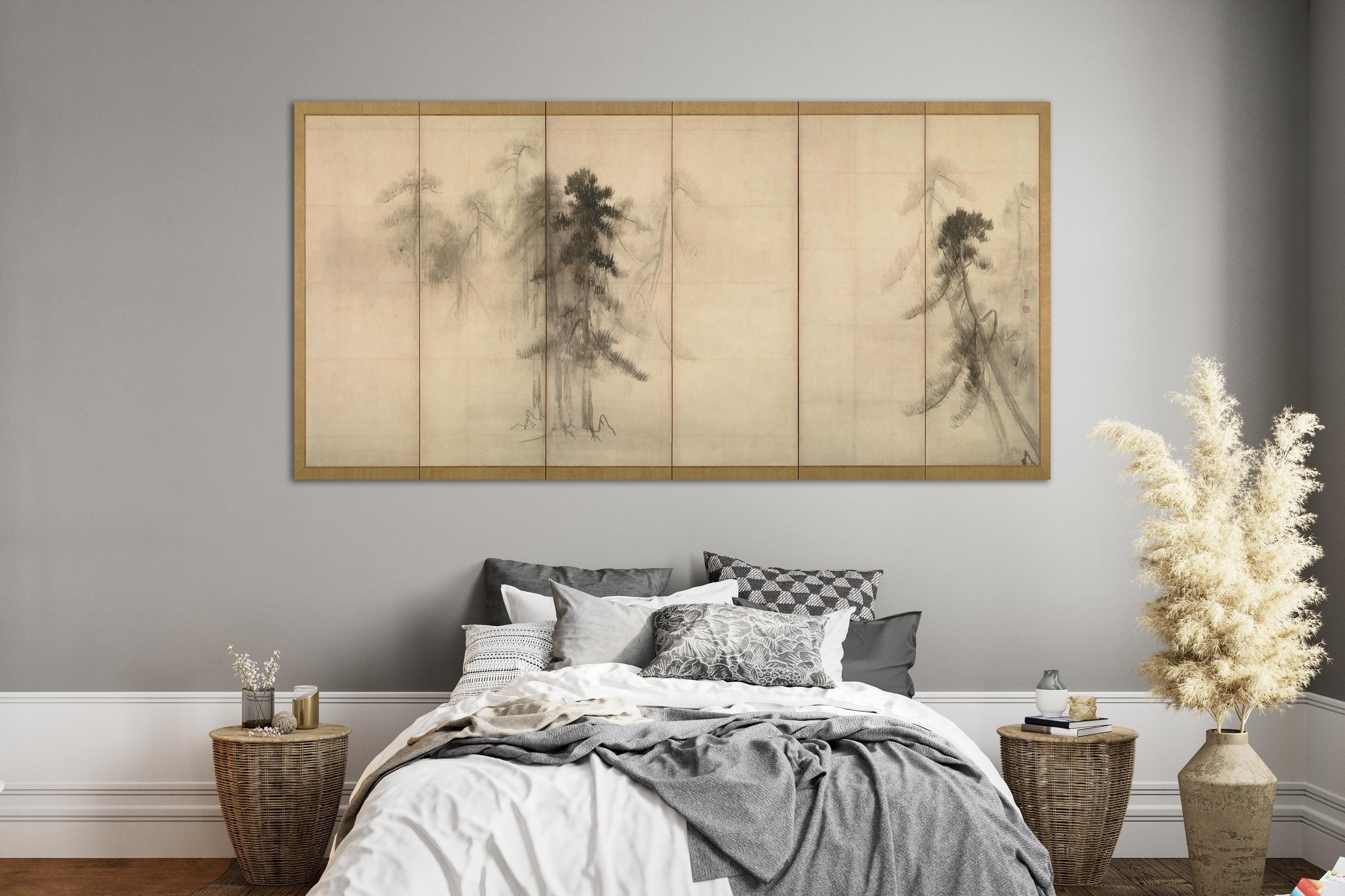 The Pine Trees Screen Print, Japanese Wall Art, Hasegawa Tōhaku