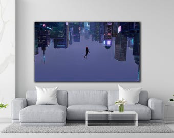 Arte de pared en lienzo de Spider-Man, póster de Miles Morales para fanáticos, póster de la película Spider-Man: Into the Spider-Verse, arte de pared de Spider-Man de Miles Morales