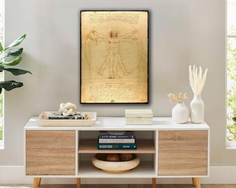 Arte em tela do Homem Vitruviano, obra-prima matemática de Leonardo: incorpore seu espaço com a arte em tela do Homem Vitruviano, arte de Leonardo da Vinci