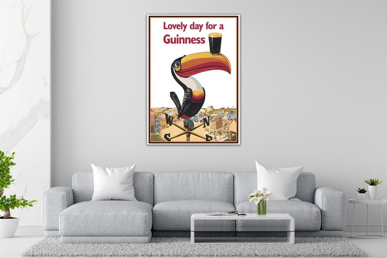 Vintage Guinness Beer Poster, Lovely Day for Guinness Canvas Wall Art, Guinness Vintage Advertising Poster, Beer Poster for Man Cave image 2