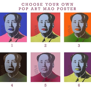 Andy Warhol Canvas Wall Art, Andy Warhol&#39;s Mao Artwork Poster, Choose Your Own Mao Poster, Iconic Pop Art Painting Mao by Andy Warhol Print