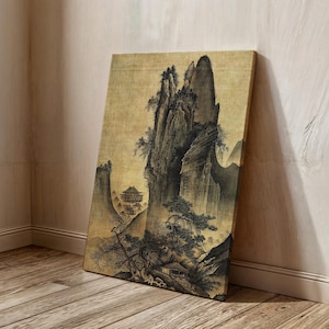 Landscape of Four Seasons Wall Art, Sesshū Tōyō Ready to Hang Canvas, Four Seasons Japanese Art, Gift Canvas, Toyo Zen Buddhist Artwork