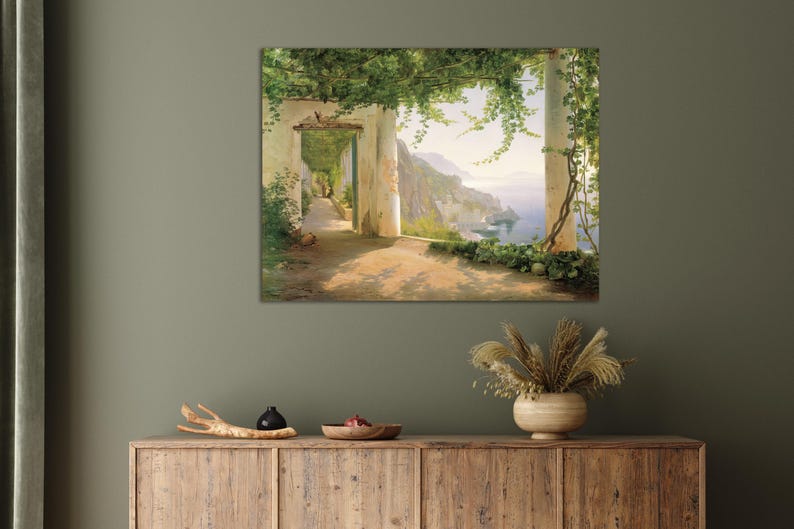 View to the Amalfi Coast by Carl Frederik Aagaard, Fine Art Print, Museum Quality Canvas Print, Amalfi Coast Beauty Wall Decor Idea image 3