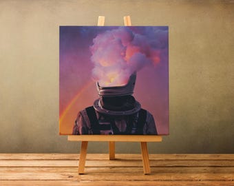NASA Astronaut Wall Art, Smoky Astronaut Head Ready to Hang Canvas, Gift for Space Enthusiasts,  NASA Astronaut in the Space Wall Art