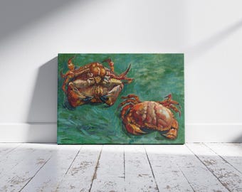 Two Crabs by Vincent Van Gogh Wall Art, Still Life Paint of Two Crabs By Van Gogh Ready to Hang Canvas, Home Decor Idea, Gift Wall Art