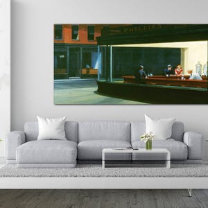 Edward Hopper&#39;s Nighthawks Canvas Wall Art, Captivating Nighttime Scene: &#39;Nighthawks&#39; by Edward Hopper on Canvas, Nighthawks Print Poster