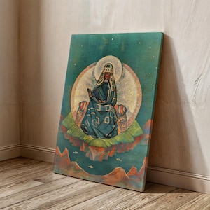 Mother of the World Wall Art, Nicholas Roerich Painting Ready to Hang Canvas, Christian Art Poster, Vertical Wall Decor Idea