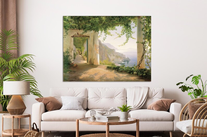 View to the Amalfi Coast by Carl Frederik Aagaard, Fine Art Print, Museum Quality Canvas Print, Amalfi Coast Beauty Wall Decor Idea image 2