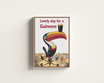Vintage Guinness Beer Poster, Lovely Day for Guinness Canvas Wall Art, Guinness Vintage Advertising Poster, Beer Poster for Man Cave