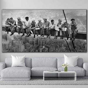 Lunch atop a Skyscraper Canvas Wall Art, Steel and Sky Lunch: Canvas Print of Lunch atop a Skyscraper, New York Landscape Print Poster