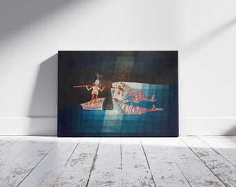 The Seafare by Paul Klee Wall Art, Battle Scene From the Comic Fantastic Opera Ready to Hang Canvas, Home Decor Idea, Gift Wall Art Print