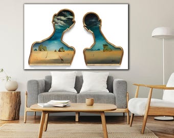 Salvador Dali Wall Art, Canvas Featuring Salvador Dali&#39;s &#39;Heads Full of Clouds&#39; Masterpiece, Mind-Bending Art by Dali, Salvador Dali Poster